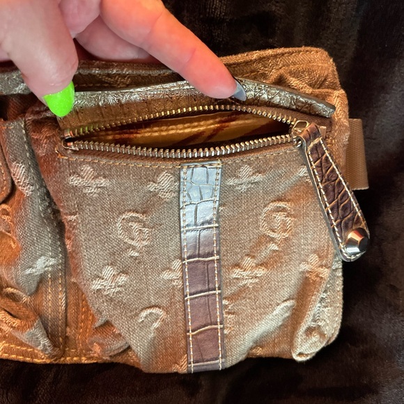 Y2K Vintage GUESS Ella Mini Belt Bag Denim Beige/ Grey with Silver Hardware. - Picture 7 of 15